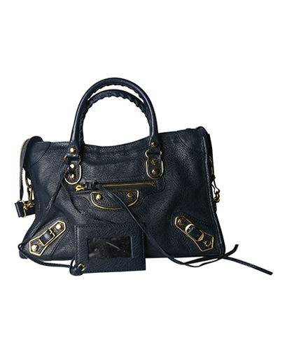 Classic Small City Bag, &pound;450, Handbags, Blue, Leather, Front view